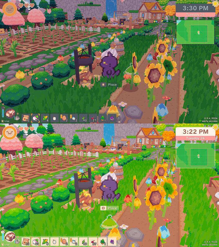 Dark mode with dark UI versus original