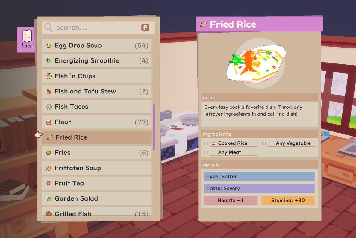 Recipe view final pass